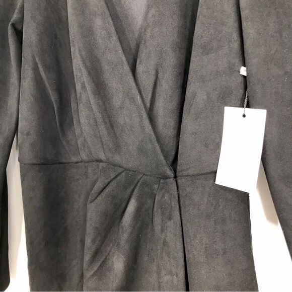 Jason Wu Black Faux Suede Wrap Mini Dress NEW - Picture 11 of 16